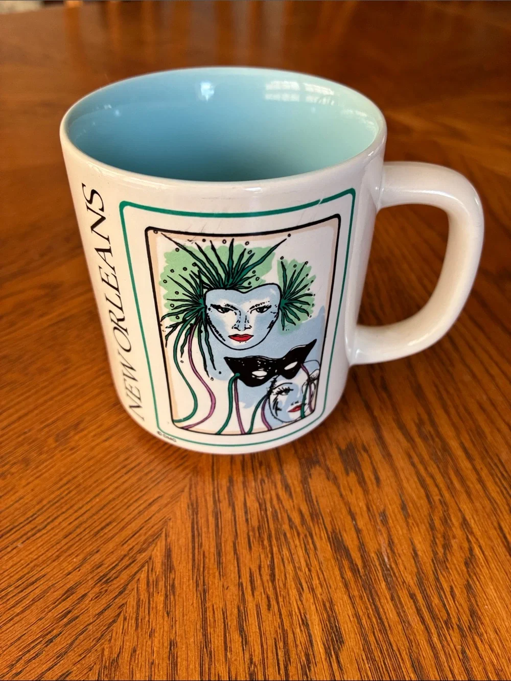 New Orleans White Ceramic Souvenir Mug with Green Accents